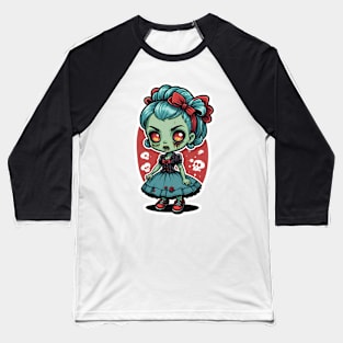 Rockabilly Zombie Girl 4 Baseball T-Shirt